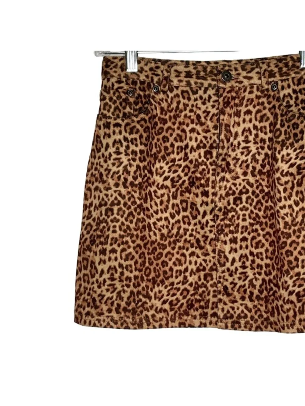 BB Dakota Faux Suede Mini Skirt Womens 2 Brown Leopard Animal Print